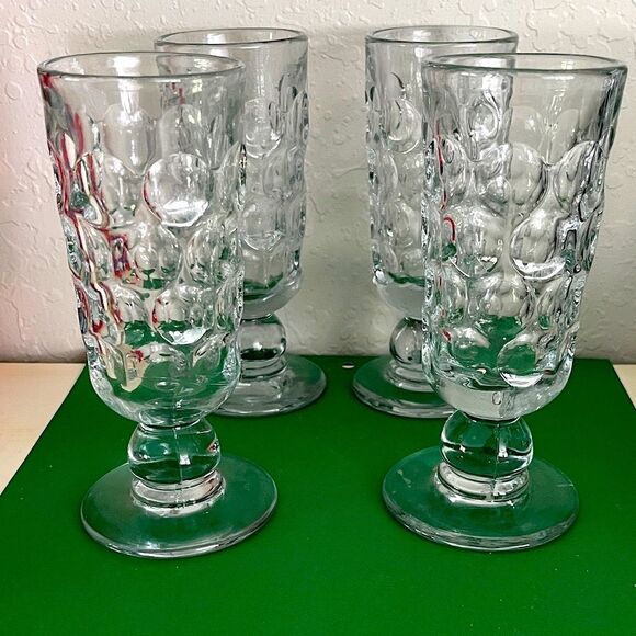 Elegant Clear Crystal Goblets Set PV  France Vintage - Picture 1 of 8